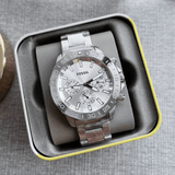 Fossil Bannon Multifunction Chronograph Silver Dial Silver Steel Strap Watch for Men - BQ2490 Authentic Buy Shop Now