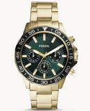 Fossil Bannon Multifunction Chronograph Green Dial Gold Steel Strap Watch for Men - BQ2493 Authentic Buy Shop Now