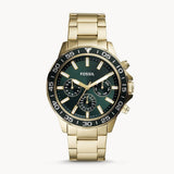 Fossil Bannon Multifunction Chronograph Green Dial Gold Steel Strap Watch for Men - BQ2493 Authentic Buy Shop Now