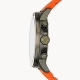 Fossil Bannon Chronograph Grey Dial Orange Silicone Strap Watch for Men - BQ2500 Authentic Buy Shop Now