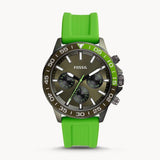Fossil Bannon Chronograph Grey Dial Green Silicone Strap Watch for Men - BQ2501 Authentic Buy Shop Now