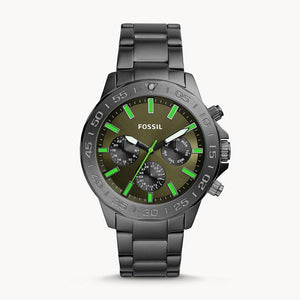 Fossil Bannon Multifunction Chronograph Green Dial Grey Steel Strap Watch for Men - BQ2504 Authentic Buy Shop Now