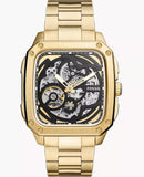 Fossil Inscription Automatic Skeleton Black Dial Gold Steel Strap Watch for Men - BQ2573 Authentic Buy Shop Now