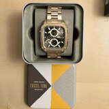 Fossil Inscription Multifunction Black Dial Gold Steel Strap Watch for Men - BQ2656 Authentic Buy Shop Now
