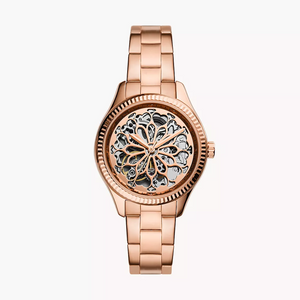 Fossil Rye Automatic Skeleton Rose Gold Dial Rose Gold Steel Strap Watch for Women - BQ3754 Authentic Buy Shop Now