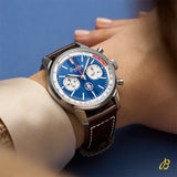 Breitling Top Time B01 Shelby Cobra Blue Dial Brown Leather Strap Watch for Men - AB01763A1C1X1