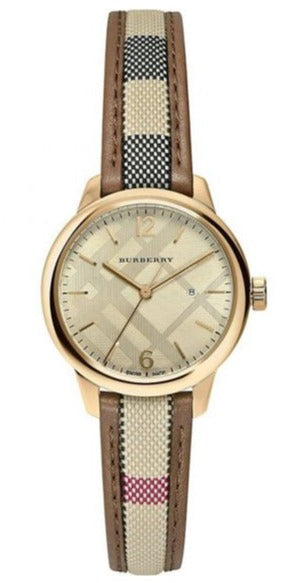 Burberry The Classic Gold Dial Brown Leather Strap Watch for Women - BU10114 Authentic Buy Shop Now