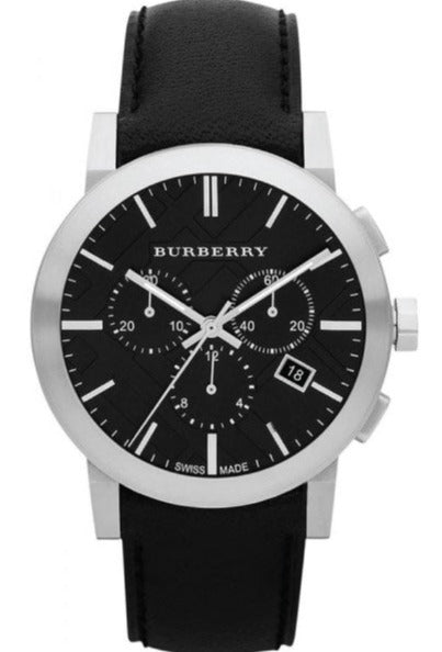 Burberry The City Chronograph Black Dial Black Leather Strap Watch for Men - BU9356 Authentic Buy Shop Now