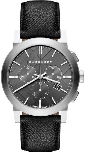Burberry The City Grey Dial Black Leather Strap Watch for Men - BU9362 Authentic Buy Shop Now
