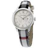 Burberry Classic Stone Silver Dial Horseberry Black Leather Strap Watch for Women - BU10103 Authentic Buy Shop Now