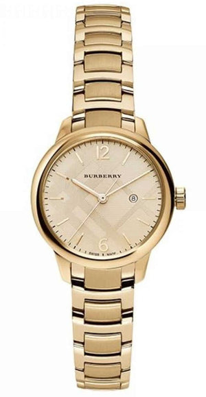 Burberry The Classic Champagne Dial Gold Steel Strap Watch for Women - BU10109 Authentic Buy Shop Now
