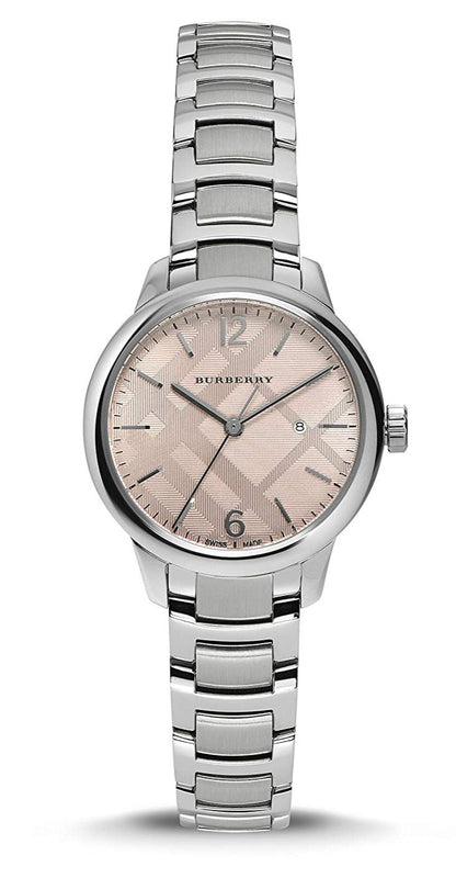 Burberry The Classic Pink Dial Silver Steel Strap Watch for Women - BU10111 Authentic Buy Shop Now