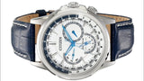 Citizen Eco Drive Calendrier White Dial Blue Leather Strap Watch For Men - BU2020-11A Authentic Buy Shop Now