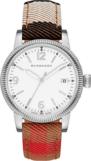Burberry Utilitarian White Dial Multicolor Leather Strap Watch for Women - BU7824 Authentic Buy Shop Now