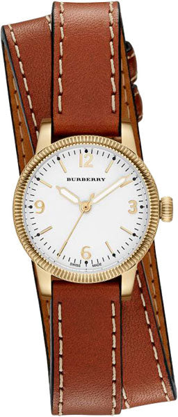 Burberry Utilitarian White Dial Brown Leather Strap Watch for Women - BU7850 Authentic Buy Shop Now