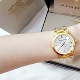 Burberry The City Silver Dial Gold Steel Strap Unisex Watch - BU9003 Authentic Buy Shop Now