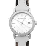 Burberry The City Silver Dial White Leather Strap Watch for Women - BU9019 Authentic Buy Shop Now