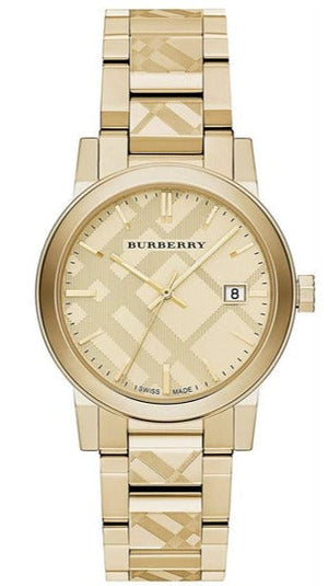 Burberry The City Gold Dial Gold Steel Strap Watch for Men - BU9038 Authentic Buy Shop Now