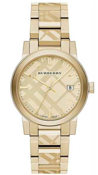 Burberry The City Gold Dial Gold Steel Strap Watch for Men - BU9038 Authentic Buy Shop Now