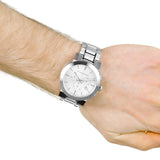 Burberry The City Chronograph Silver Dial Silver Steel Strap Watch for Men - BU9350 Authentic Buy Shop Now