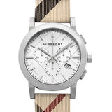 Burberry The City Nova White Dial Checked Brown Leather Strap Watch for Men - BU9357 Authentic Buy Shop Now