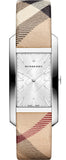 Burberry The Pioneer Silver Dial Haymarket Beige Leather Strap Watch for Women - BU9406 Authentic Buy Shop Now