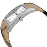 Burberry The Pioneer Silver Dial Haymarket Beige Leather Strap Watch for Women - BU9406 Authentic Buy Shop Now