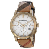 Burberry The City White Dial Haymarket Beige Leather Strap Watch for Women - BU9752 Authentic Buy Shop Now