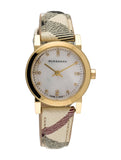 Burberry The City Diamonds Mother of Pearl Dial Brown Leather Strap Watch for Women - BU9226 Authentic Buy Shop Now