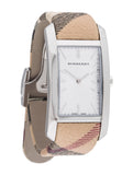 Burberry The Pioneer Silver Dial Haymarket Beige Leather Strap Watch for Women - BU9406 Authentic Buy Shop Now