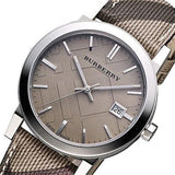 Burberry The City Beige Dial Chequered Brown Leather Strap Watch for Women - BU9029 Authentic Buy Shop Now