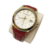 Burberry The City Gold Dial Orange Leather Strap Watch for Women - BU9017 Authentic Buy Shop Now