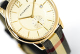 Burberry The Classic Round Gold Dial Brown Leather Strap Unisex Watch - BU10001 Authentic Buy Shop Now