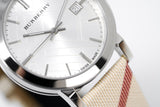 Burberry The City Nova Silver Dial White Leather Strap Watch for Women - BU9022 Authentic Buy Shop Now