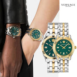 Versace Greca Time Quartz Green Dial Two Tone Steel Strap Watch For Men - VE3K00422 Authentic Buy Shop Now