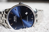 Mido Baroncelli II Automatic Blue Dial Silver Steel Strap Watch For Men - M8600.4.15.1 Authentic Buy Shop Now