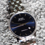 Mido Baroncelli II Automatic Blue Dial Silver Steel Strap Watch For Men - M8600.4.15.1 Authentic Buy Shop Now