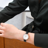 Emporio Armani Cleo Three-Hand Mother of Pearl Dial Black Leather Strap Watch For Women - AR11485 Authentic Buy Shop Now