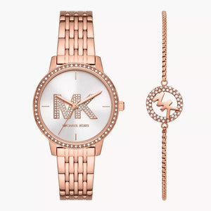 Michael Kors Melissa Quartz Silver Dial Rose Gold Steel Strap Watch for Women - MK1052 Authentic Buy Shop Now