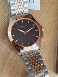 Gucci G Timeless Black Dial Two Tone Steel Strap Watch For Men - YA126410 Authentic Buy Shop Now
