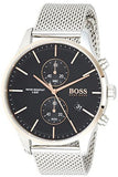 Hugo Boss Associate Black Dial Silver Mesh Bracelet Watch for Men - 1513805 Authentic Buy Shop Now