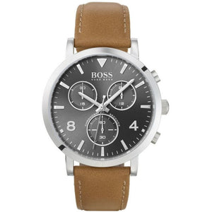 Hugo Boss Spirit Grey Dial Brown Leather Strap Watch for Men - 1513691 Authentic Buy Shop Now