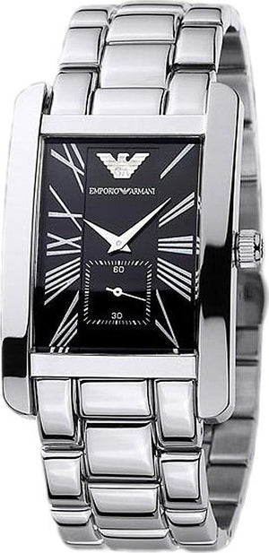 Emporio Armani Classic Black Dial Silver Stainless Steel Strap Watch For Men - AR0156 Authentic Buy Shop Now