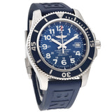 Breitling Superocean II 44mm Blue Dial Blue Rubber Strap Watch for Men - A17392D8/C910/158S/A20SS.1 Authentic Buy Shop Now