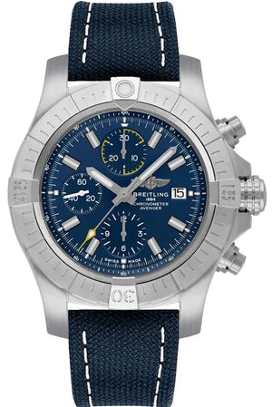 Breitling Avenger Chronograph 43 Blue Dial Blue Nylon Strap Watch for Men - A13385101C1X1 Authentic Buy Shop Now