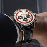 Breitling Navitimer B01 Chronograph 43 Boeing 747 White Dial Black Leather Strap Watch for Men - AB01383B1G1P1 Authentic Buy Shop Now