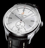 Breitling Premier Automatic 40mm Silver Dial Black Leather Strap Watch for Men - A37340351G1P1 Authentic Buy Shop Now