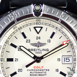 Breitling Colt 44mm Automatic Silver Dial Black Leather Mens Watch - A1731311/G820/428X Authentic Buy Shop Now