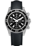 Breitling Superocean Chronograph II 44mm Automatic Black Dial Black Leather Strap Mens Watch - A1334102/BA84 Authentic Buy Shop Now