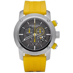 Burberry Sport Chronograph Grey Dial Yellow Rubber Strap Watch for Men - BU7712 Authentic Buy Shop Now